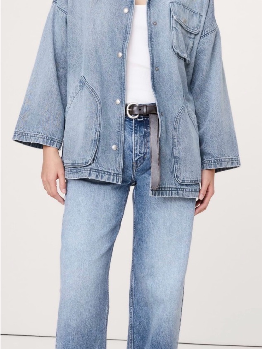 Banana Republic Light wash denim oversized chore jacket (M but fits like L)